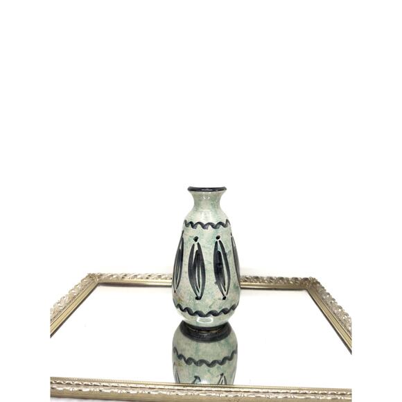 Vintage Hand Painted Ceramic Vase: 1970s Puerto Rican Decor - Picture 1 of 10